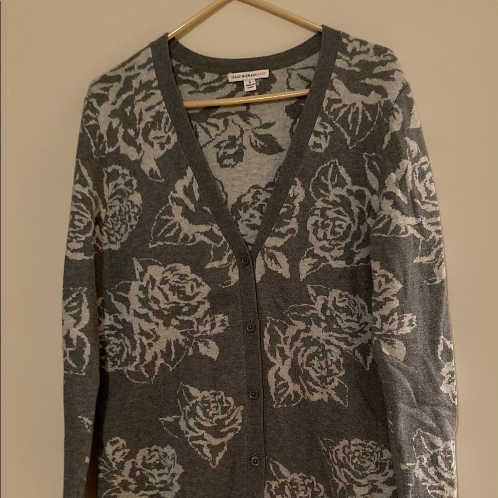 Isaac Mizrahi Live Grey and White Tunic Size Small